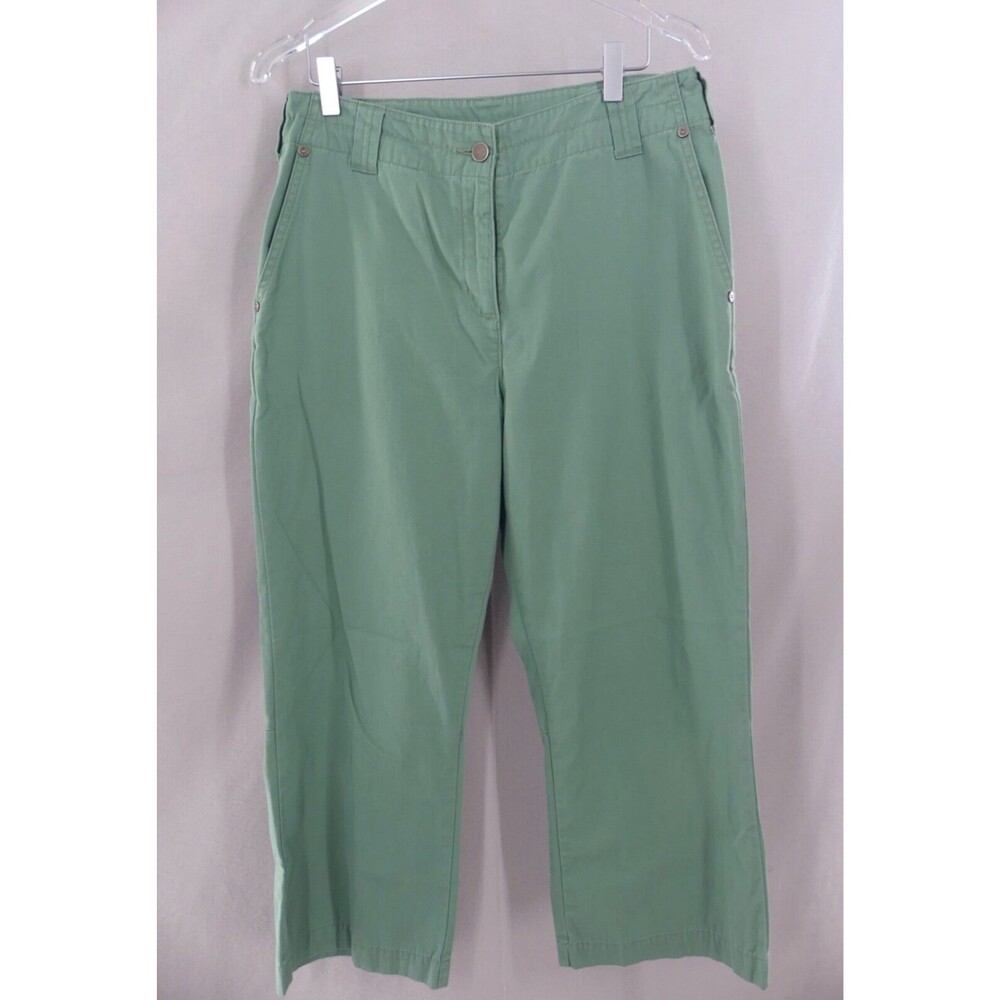 Woolrich Pants Size 8 Womens Crop Cotton Twill Wide Leg Patina Green